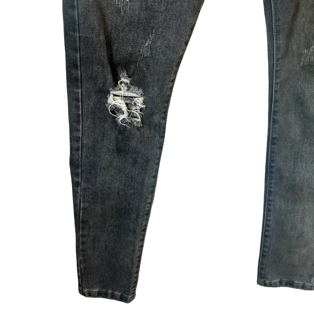Fendi Roma Mens‎ Distressed Slim Fit Jeans Faded Black Monogram Pocket Italy